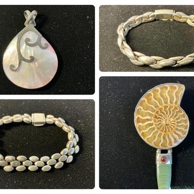Sterling Silver Bracelets & Shell Pendants 