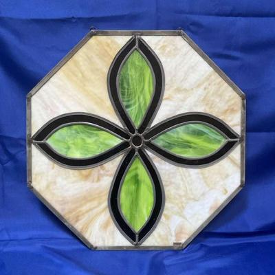 Stained Slag Glass Octagonal Flower Panel Leaded 