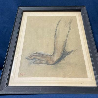 Framed Art In The Style Of Degas Charcoal Hand 16x12