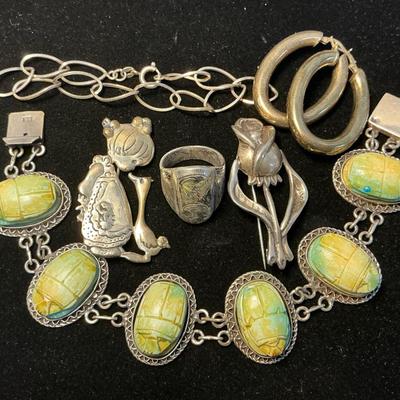 Sterling Silver Scarab Bracelet & More 