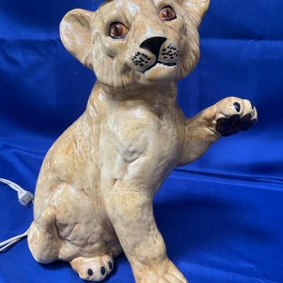 Vintage Handmade Lion Cub Lamp