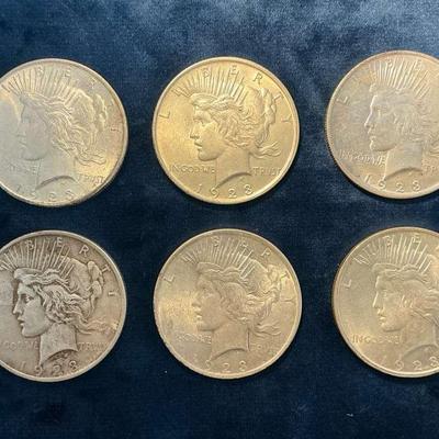1923 Peace Silver Dollars (6 Count) (CHO502)