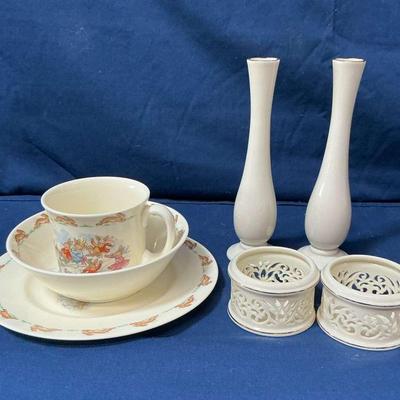 Royal Doulton Bunnykins And Lenox Bud Vases And Tealight Holders