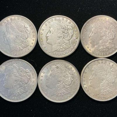 1921 Morgan Silver Dollars (6 Count) (CHO505)