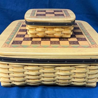 Longaberger 2001 Fathers Day Checker Board & Tic Tac Toe Baskets