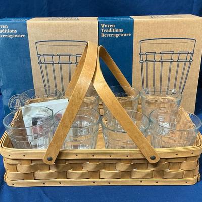 Longaberger Woven Traditions Glasses (8) & Basket