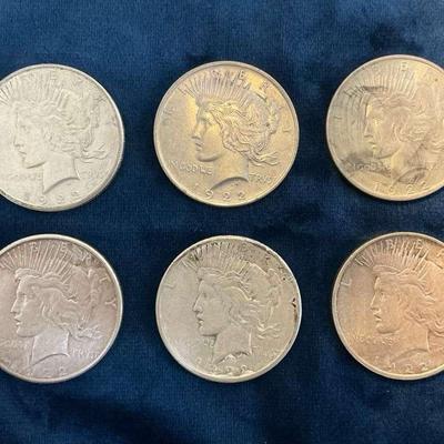 1922 Peace Silver Dollars (6 Count) (CHO500)