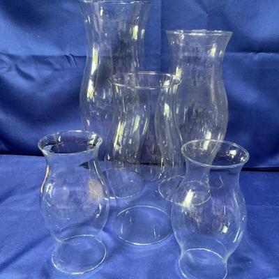 Set Of Multiple Size Clear Glass Hurricane Covers 
