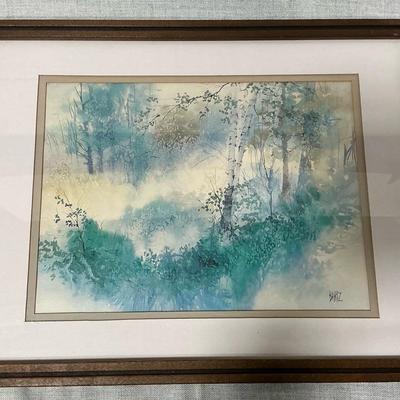 Diane Clapp Bartz Birch Tree Forest Watercolor Painting 17.25" x 13.25"