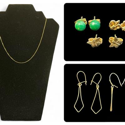 14k Gold Necklace & Earrings (4.9 Grams)