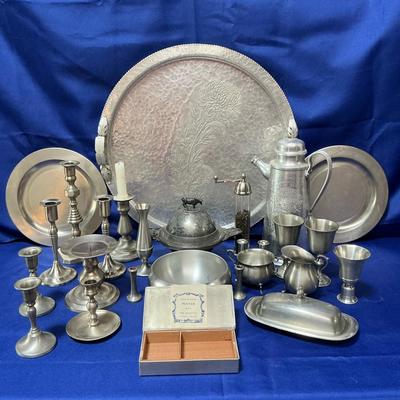 Large Pewter And Silver Plate Lot 