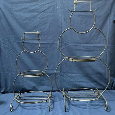 Longaberger Wrought Iron Snowman Basket Stands Small & Large