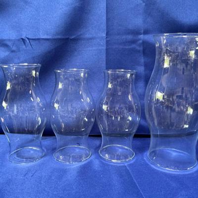 Set Of 4 Clear Glass Hurricane Covers 8.5”,9”,11” 