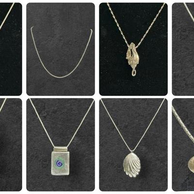 Eight Sterling Silver Necklaces (7 Pendants)