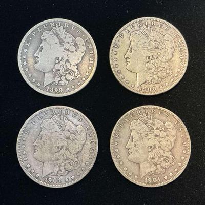 Morgan Silver Dollars 1899-O, 1900-O, 1901-O (4 Count) (CHO509)