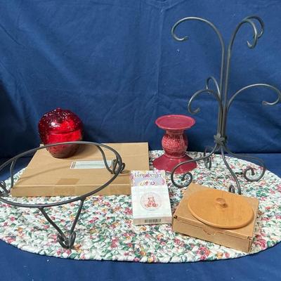 Longaberger Strawberry Jam Jar, Paprika Pillar Candle Holder, Stands, Tie-ons, & More