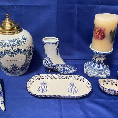 Porcelain Items Incl Maryalnd Tabacco Jar