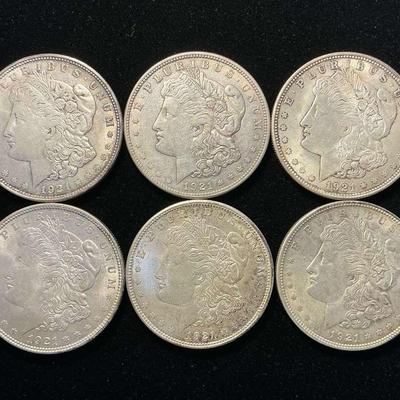 1921 Morgan Silver Dollars (6 Count) (CHO506)