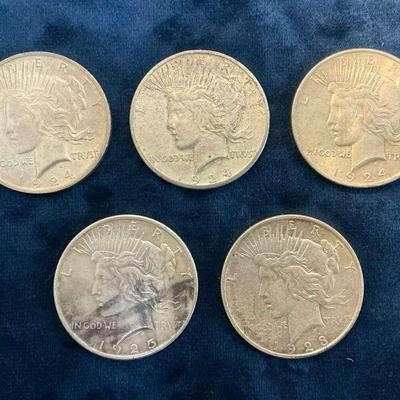 Peace Silver Dollars (5 Count) (‘23, ‘24, ‘25)