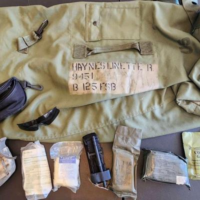 Duffel Bag, Medic Pouch & Supplies, and Revision Military Sunglasses (Lens Only)
