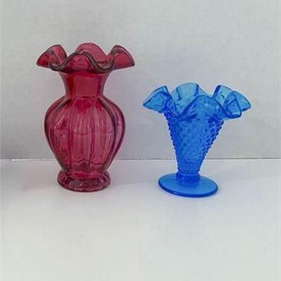 Fenton Blue & Cranberry Vase Collection .jpg