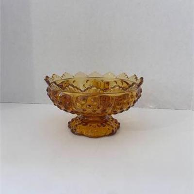 Fenton Amber Hobnail Candle Bowl .jpg
