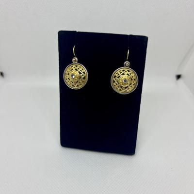 Sale Photo Thumbnail #217: 18k & sterling earrings with aquamarine $500.00