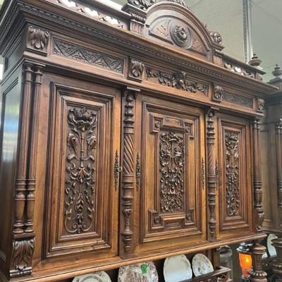 Sale Photo Thumbnail #54: Scottish 1700's hand carved sideboard with keys 