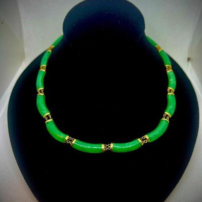 Bright jade necklace in 14k $425.00