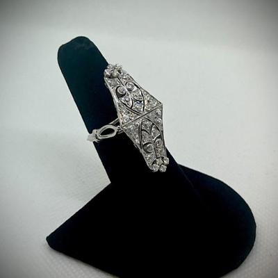 Sale Photo Thumbnail #24: Art deco diamond ring in platinum 7.47gr, "I' quality diamonds. $2550.00