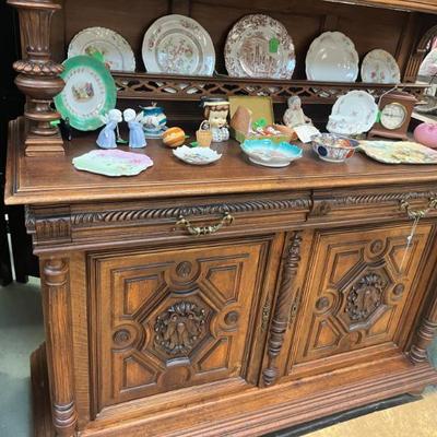 Sale Photo Thumbnail #52: Scottish 1700's hand carved sideboard with keys 