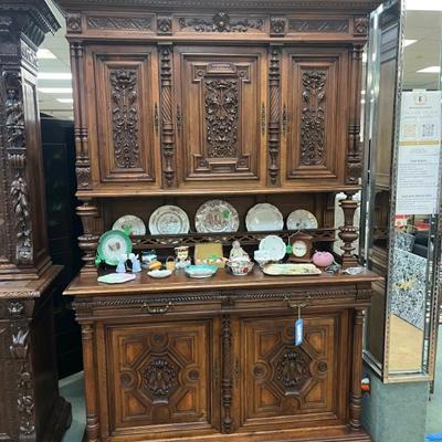 Sale Photo Thumbnail #55: Scottish 1700's hand carved sideboard with keys 