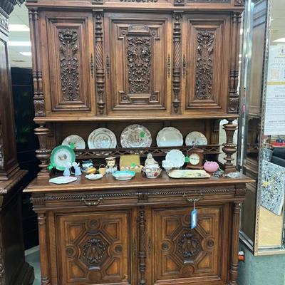 Sale Photo Thumbnail #56: Scottish 1700's hand carved sideboard with keys 