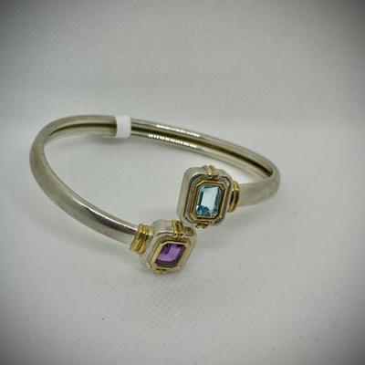 Aquamarine and amethyst in sterling