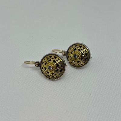 Sale Photo Thumbnail #216: 18k & sterling earrings with aquamarine $500.00