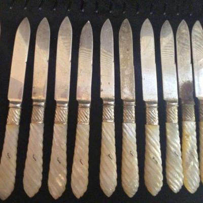 Vintage Dessert Knife set of 12 with Mother of Pearl handle