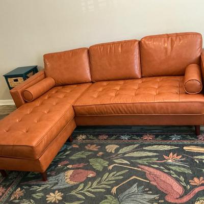 Leather L-Shape Sofa Burnt Orange Sienna