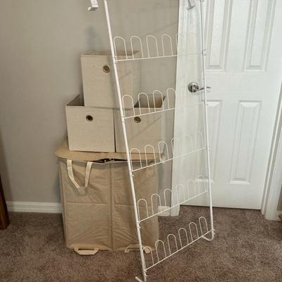 Laundry Hamper, Storage Cubbies And Shoe Holder