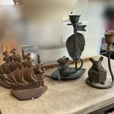 Iron Mice Candlesticks & Ship Bookends