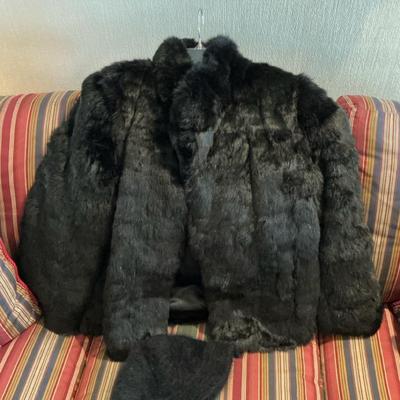 Fabulous Full Black Rabbit Coat & Hat