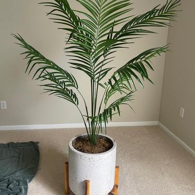 Faux Palm In Heavy Cement Planter