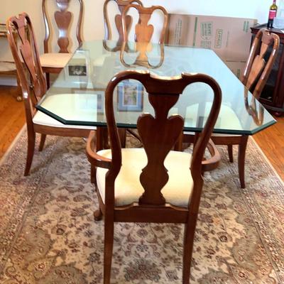 Glass Topped Dining Table and Chairs