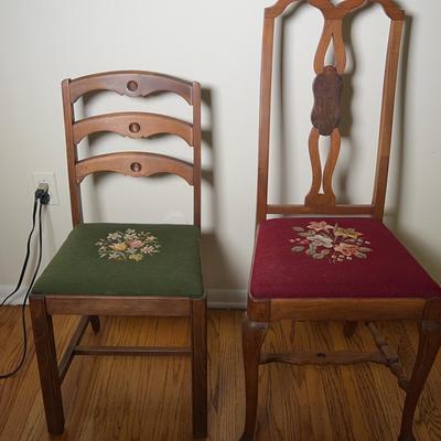 Vintage Embroidered Seat Chairs