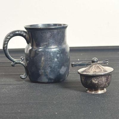 Sterling Mug And Miniature Container