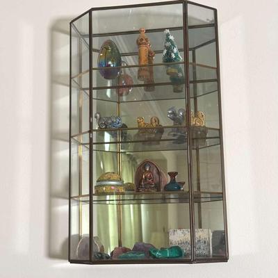Glass Display Shelf With Miniature Decor