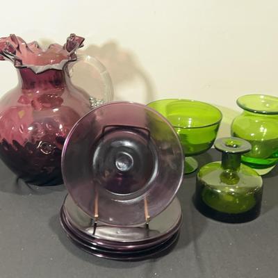 Purple And Green Decorative Glass