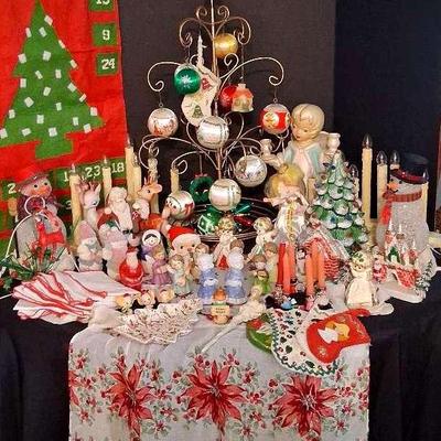 Vintage Christmas Figurines, Ornaments, Textiles & Décor Collection