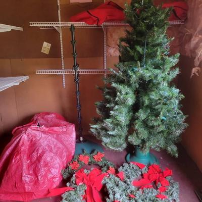 80" Christmas Tree with Three Wreaths and Extra Tree Stand