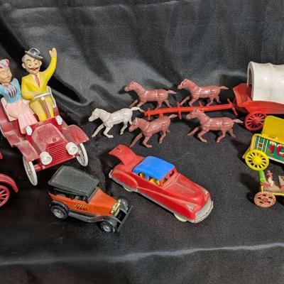 Vintage Plastic Toy Vehicles & Western Wagons Featuring Rosbro, Saunders & More