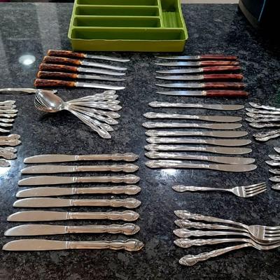 Oneida & Lusterware Flatware Collection with Steak Knives